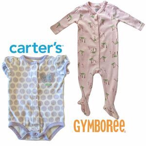 Carter & Gymboree Baby Purple & Pink Bodysuit Set, 3-6 Month